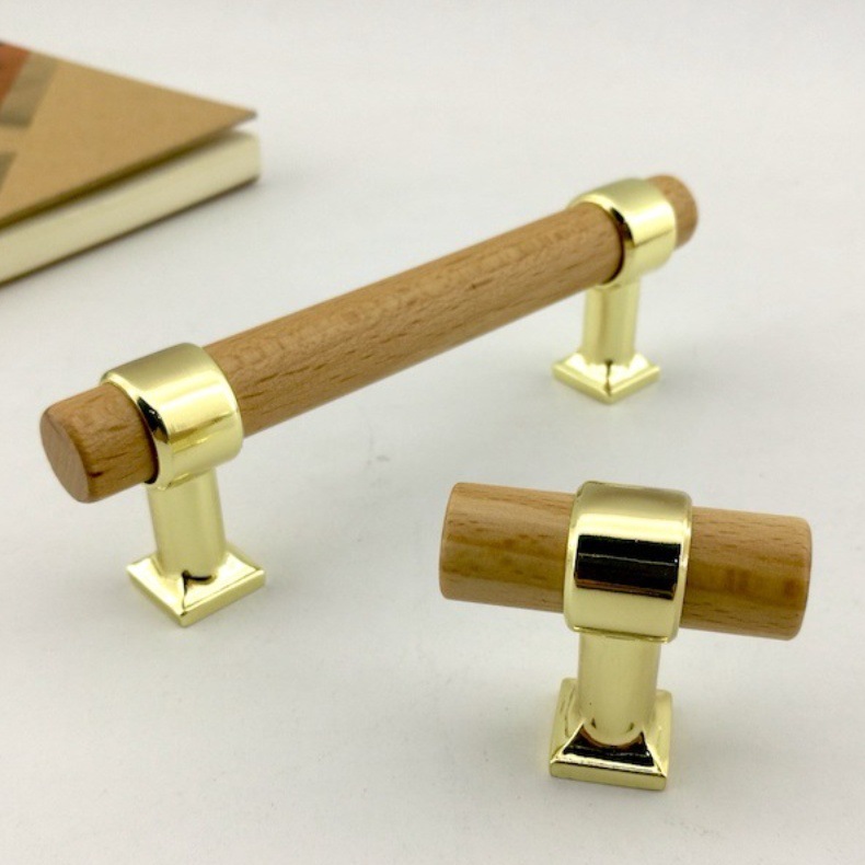 深蓝家现货实木榉木五金木把手酒柜厨柜衣柜门抽屉拉手红木胡桃木详情7