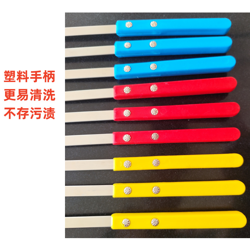 不锈钢烧烤签子家用钢签东北大油边商用大串烤肉大号木柄扁签烤架详情4