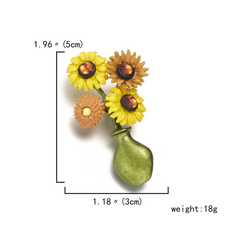 Cross-border best-selling plant series brooches, daisies, sunflowers, lacquered vases, maple leaf flower brooches and brooch accessories pic 5