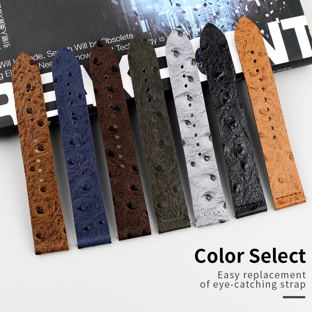 Ostrace-patterned genuine leather double-layer trimmed strap, smartwatch mechanical hand strap, calfskin strap, lugs bracelet pic 16