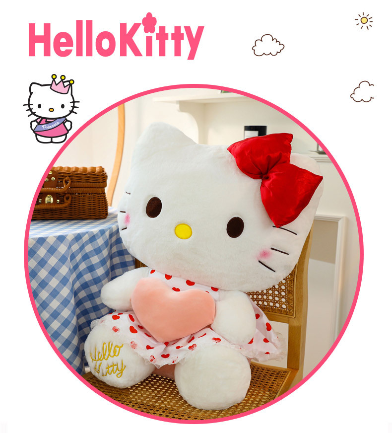 New heart-hugging KT cat doll, gauze dress, hellokitty plush toy, Hello Kitty birthday gift wholesale pic 3