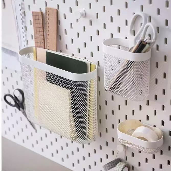 定制洞洞板配件挂钩免打孔墙面收纳三件套网篮置物架挂篮收纳篮详情3