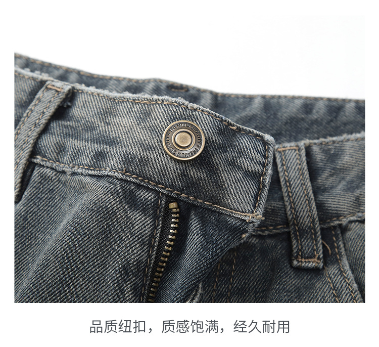 美式重磅复古烟灰色牛仔裤男潮牌男士宽松百搭阔腿直筒长裤详情19