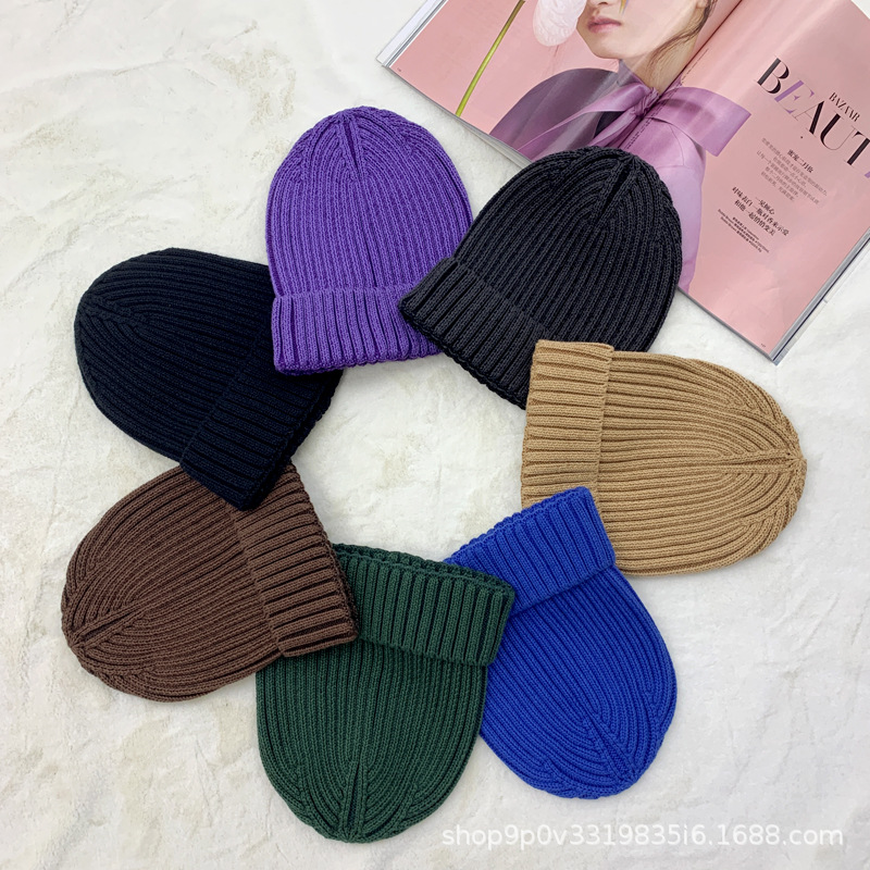 New solid-color, versatile woolen cap for autumn and winter, a fashionable cold cap for European and American export, warm, high-quality, rolled-up, trendy knitted cap pic 10