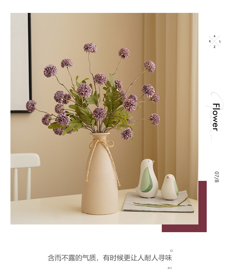 仿真五头蒲公英婚礼客厅装饰迷你乒乓球菊绢花秋色小球花园摆件宠物园艺水培生态瓶详情20