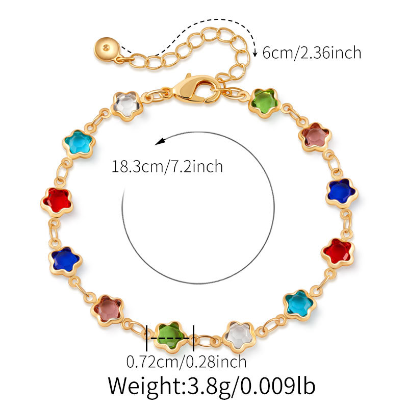 多巴胺手链跨境爱心设计小众几何水滴方形玻璃钻度假风小清新手饰详情20