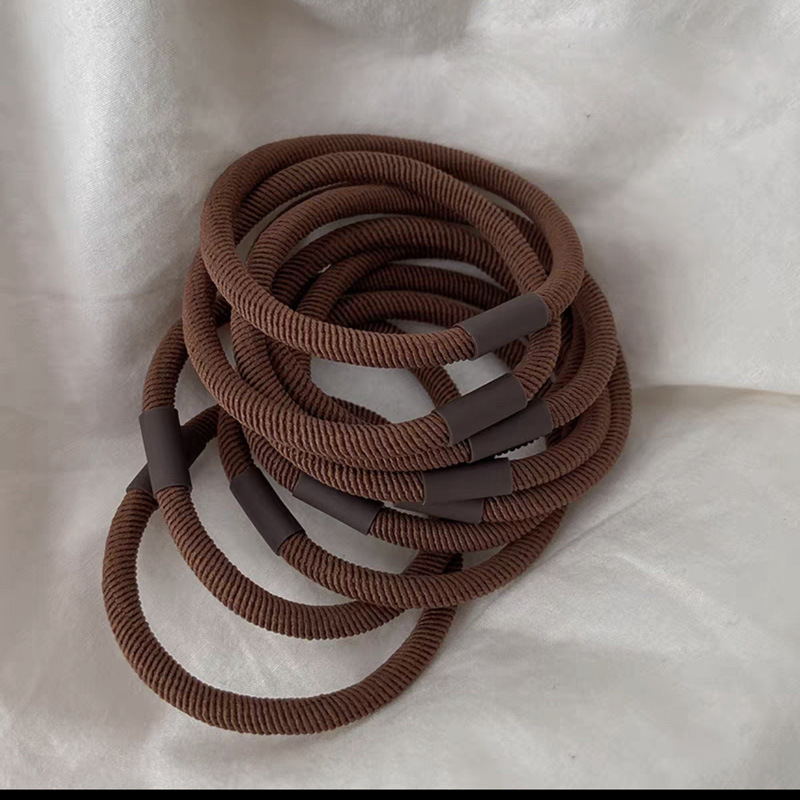 New Korean high-elasticity and durable rubber band, black basic hair band, bun hair rope, cute girl leather case pic 4