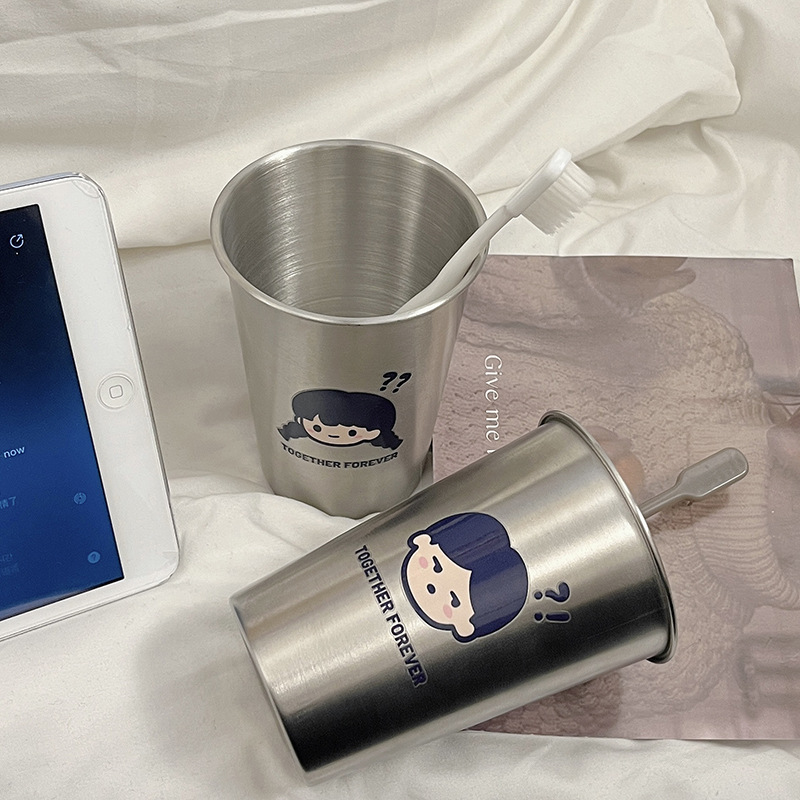 问号男孩女孩款加厚防摔不锈钢情侣牙刷杯简约漱口杯创意洗漱杯详情7