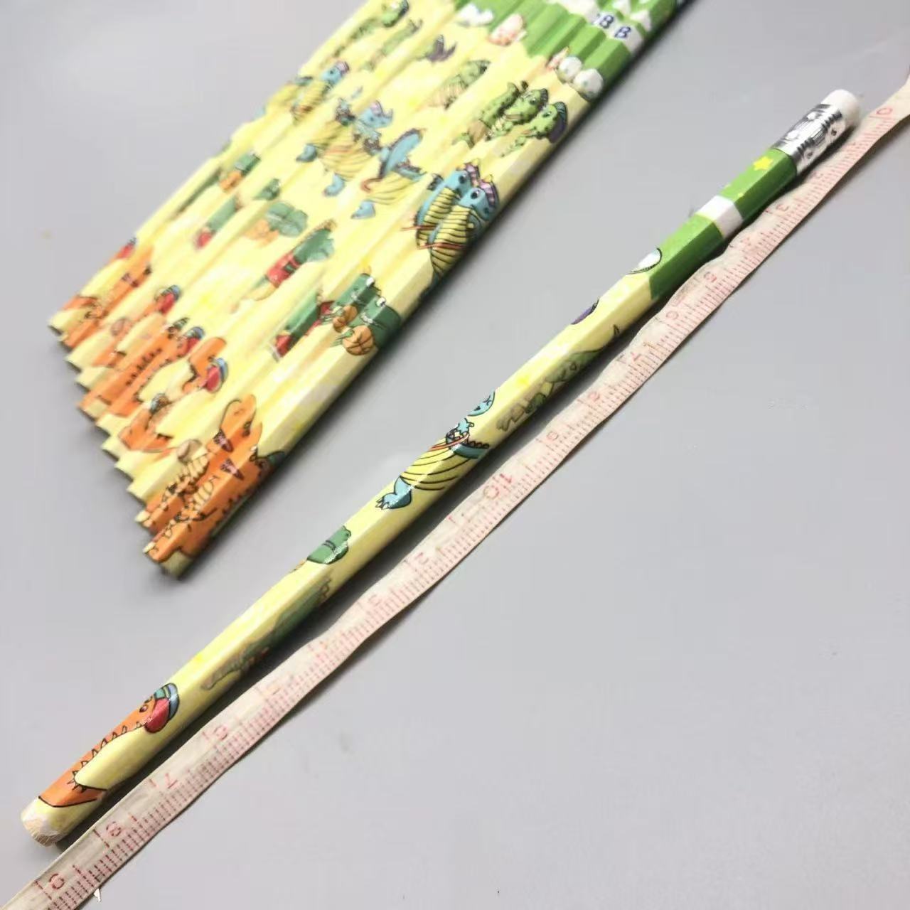 12 small leather-tipped pencils with pencil sharpeners, box gift, student graphite core 2B dinosaur pencils pic 3
