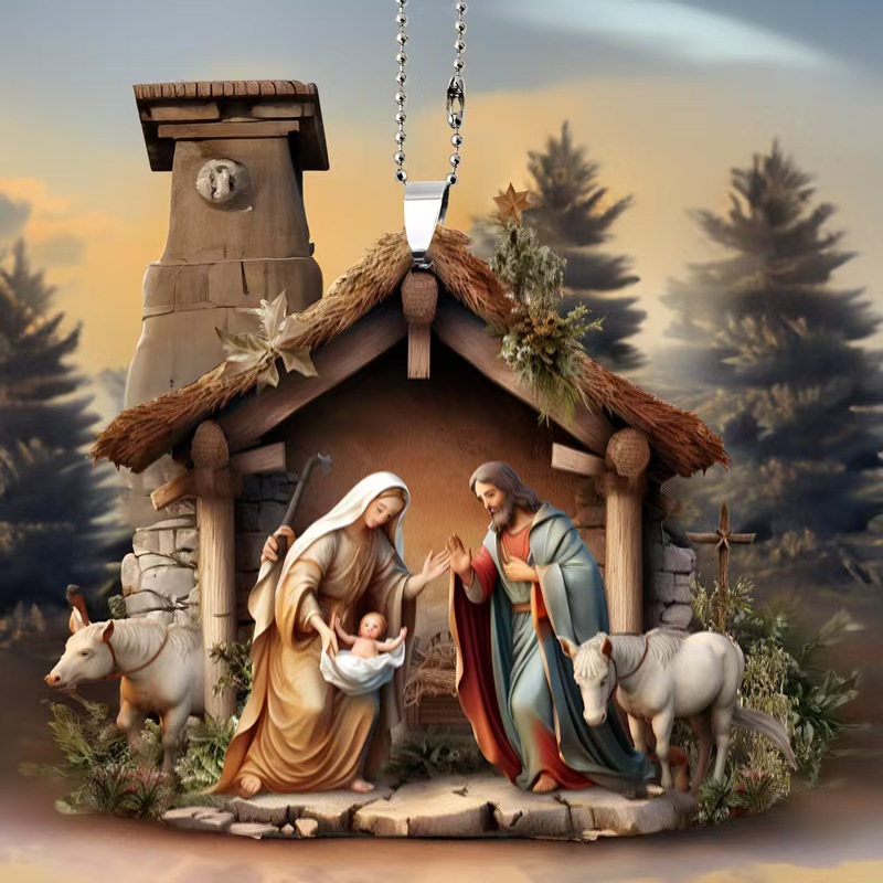 Christmas cross-border best-selling gifts: Acrylic decorative pendants, car interior rearview mirrors, home hanging items, Jesus pic 21