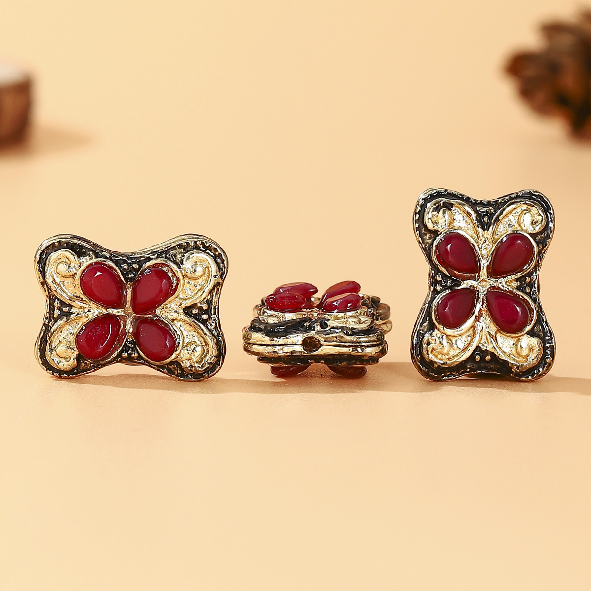 Tibetan-style Nepalese beads, loose beads, copper beads, back cloud inlay, retro ethnic style DIY jewelry accessories, spacer beads, bucket beads pic 43