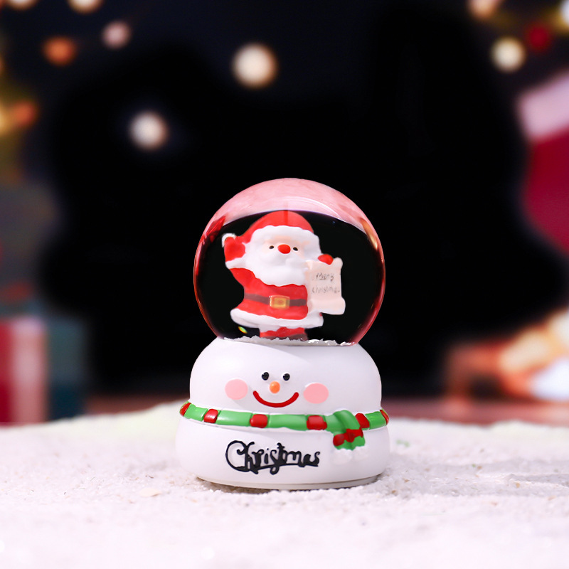 新款圣诞节雪人底座迷你水晶球节日礼物儿童发光音乐盒房间装饰详情8