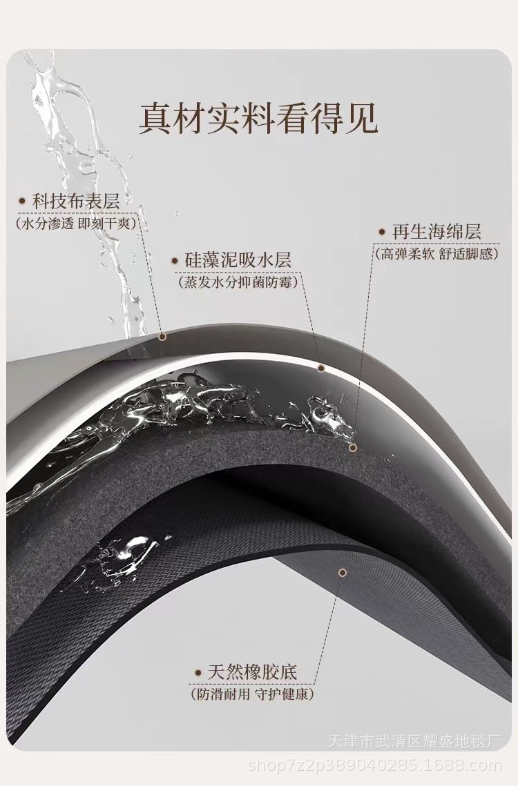 卡通大眼睛卫生间厕所门口防滑垫家用浴室吸水速干垫软硅藻泥地垫详情4