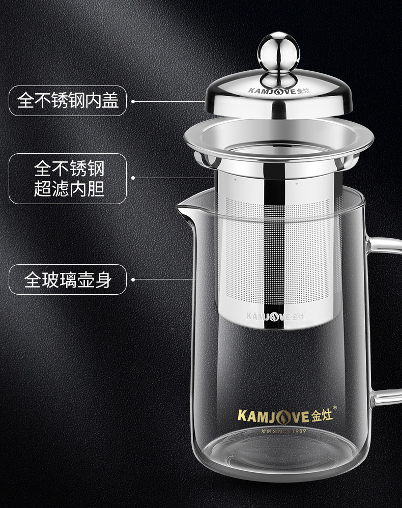 1F1313F3A-03 Piaoyi Cup Glass Teapot, Office Tea Set, Flower Tea Cup, Filter Teapot, Home pic 13