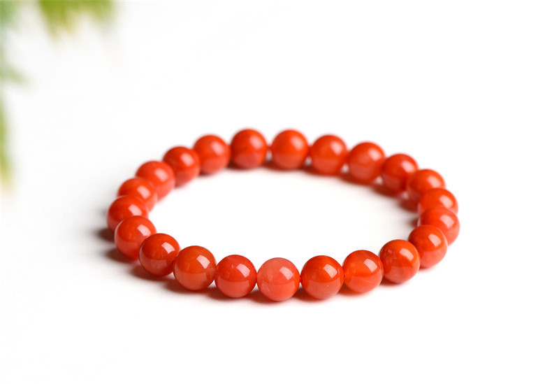 Jiuya Crystal Natural Nan Hong Agate Loose Bead Bracelet, Persimmon Red Agate Round Bead Bracelet Factory Direct Sales pic 10