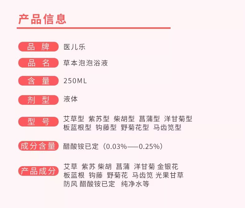 医儿乐艾草泡澡液草本宝宝抑菌保健浴液金银花泡泡浴儿童药浴批发详情5