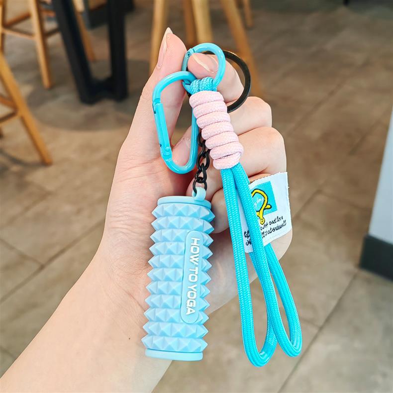 运动健身钥匙扣解压瑜伽泡沫轴创意男女挂件哑铃书包周边运动挂饰详情12