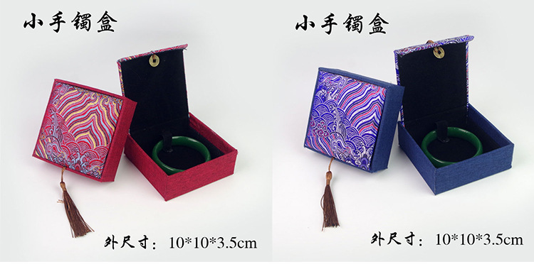 古风流苏铜钱麻布首饰盒包装盒礼品锦盒佛珠手串手镯黄金收纳盒详情3