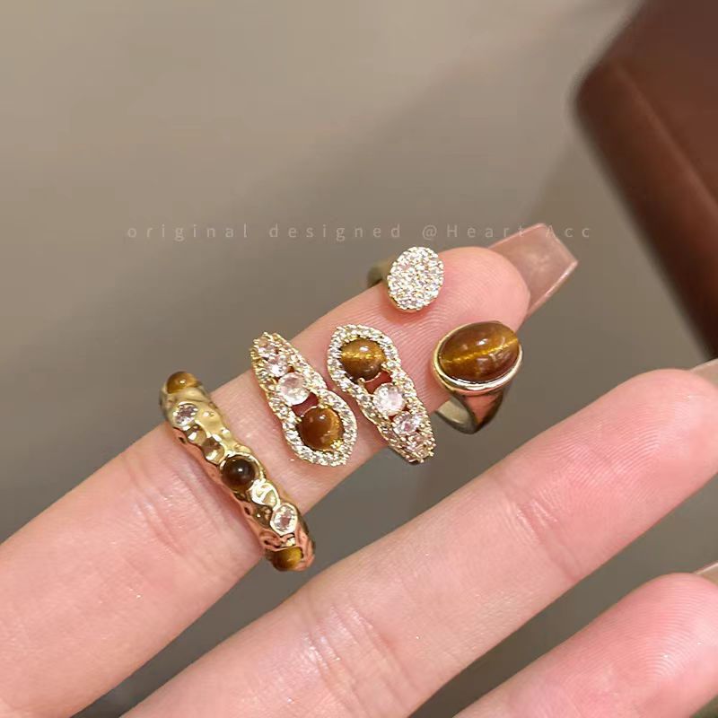 美拉德蛇形虎眼石合金戒指女独特设计感复古高级感轻奢活口食指戒详情2