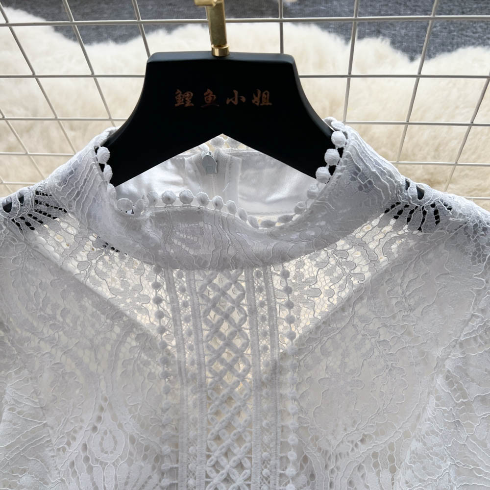 European-style lace dress with a thousand gold pieces, embroidered and hollowed-out design, and lotus leaf sleeves, exudes a high-end and elegant princess style pic 8