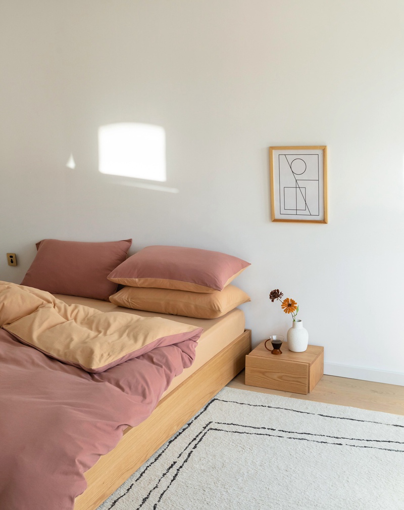 ins Japanese-style solid color all-cotton knitted cotton four-piece set, skin-friendly nude sleeping plain double-layer Indian cotton bed sheet pic 129