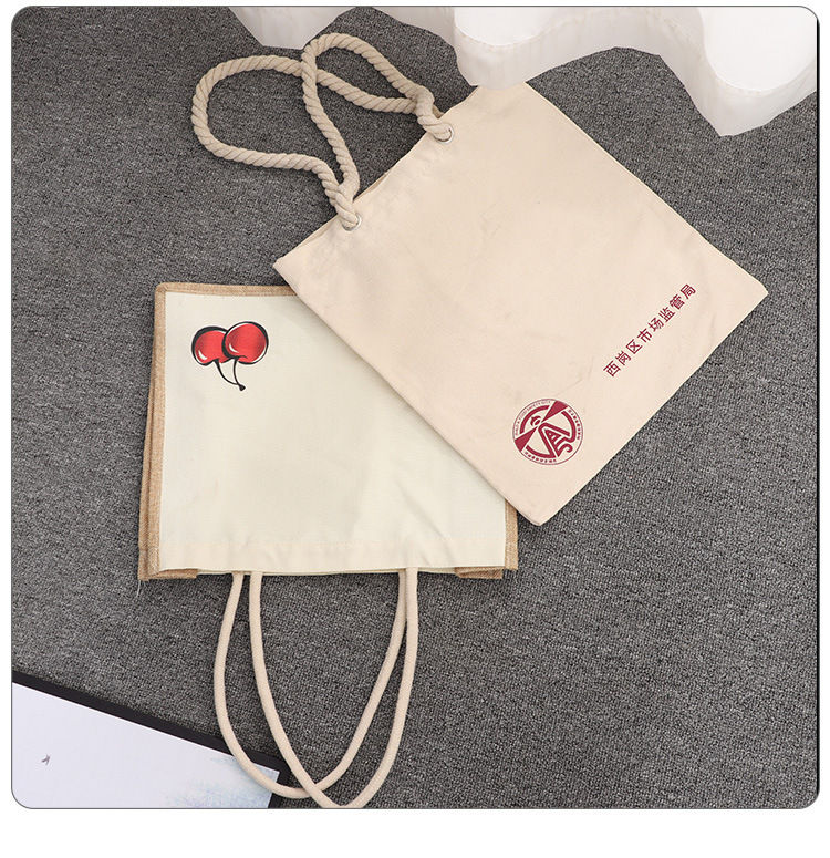 Customized canvas bags, wholesale tote bags, large-capacity DuPont handbags, custom-made eco-friendly cotton drawstrap bags with logo printing pic 12