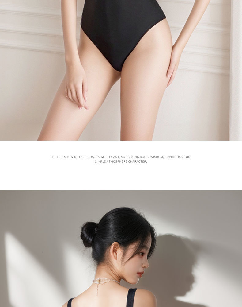 The 2025 new one-piece swimsuit hides the flesh and makes one look slimmer. The chest gathers a sense of sophistication. Backless one-piece triangular swimsuit for women -125127 pic 12