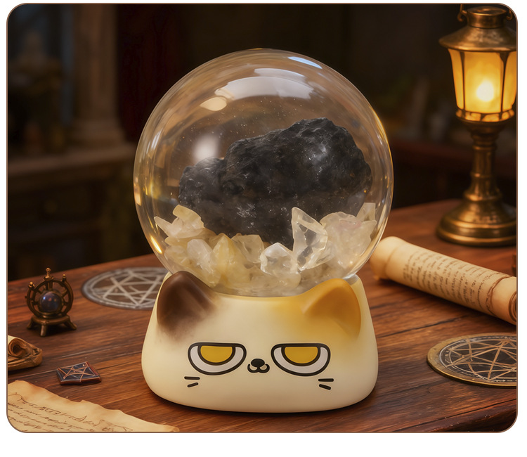 Cute cartoon cat Jingjing Crystal Blind box, creative crystal ball design, desktop decoration gift, gift decoration blind box pic 15