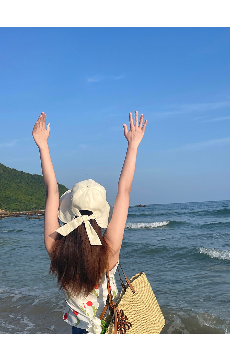 杨同学品牌女士夏季防晒帽 蝴蝶结装饰大帽檐黑胶渔夫帽 防紫外线遮阳帽子 成人尺寸太阳帽详情12