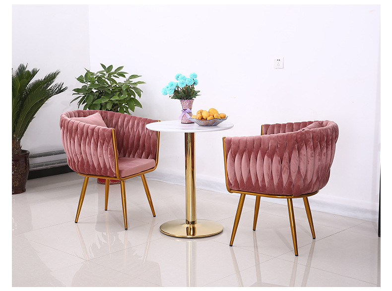 北欧风家用餐椅家具铁艺绒布靠背座椅西餐厅咖啡厅休闲设计师桌椅详情13