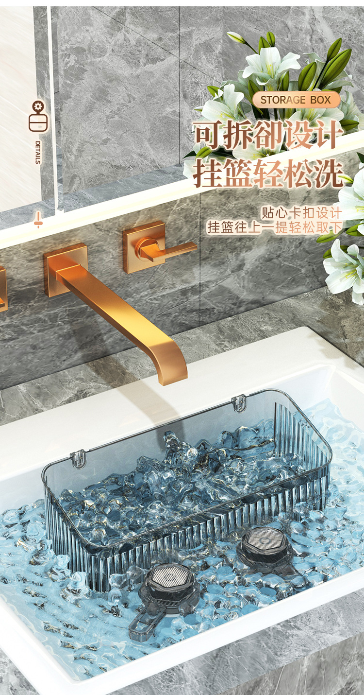 Wall-mounted rotating suction cup storage rack, bathroom storage rack, face towel storage box, wall-mounted without drilling pic 15