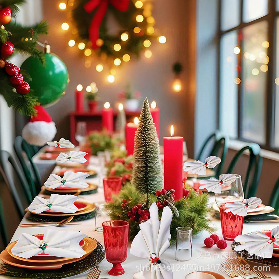 Christmas cross-border napkin rings, Santa Claus walking sticks, napkin buckles, festival dinners, hotel table decorations, napkin rings pic 5