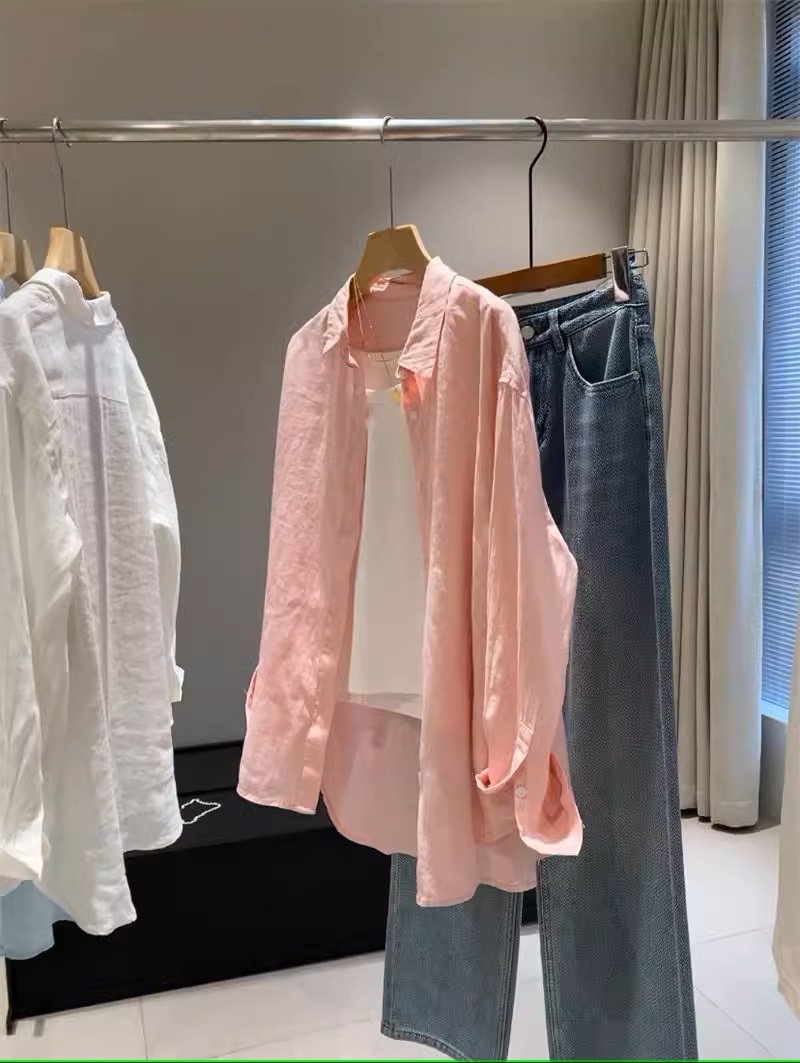 小禾木巨同款2996！100亚麻宽松透气松弛廓形休闲衬衫女春夏新款详情5