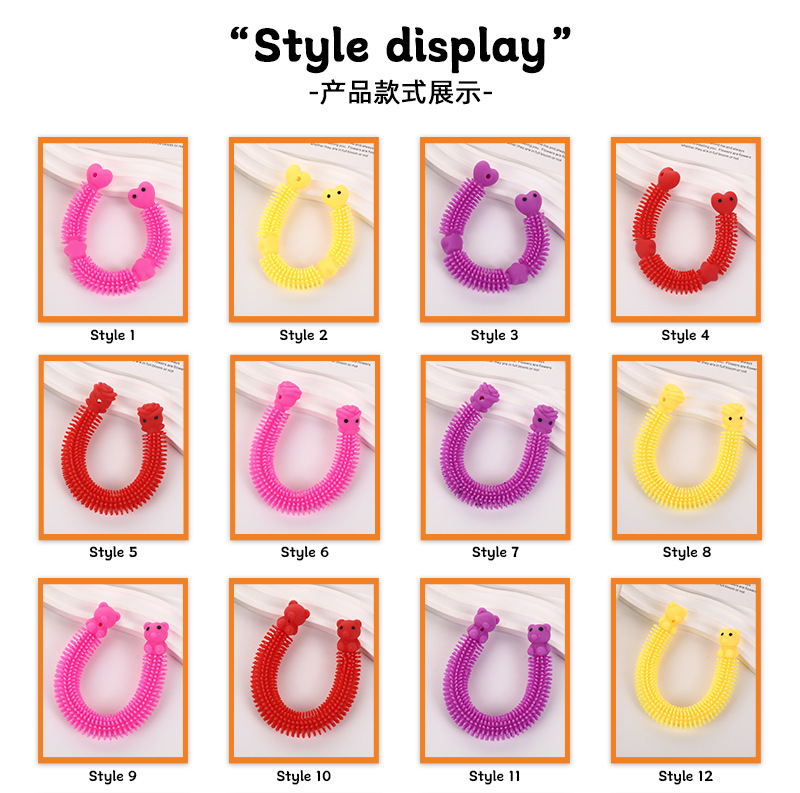 New cartoon cute bear animal cheerleading bracelet, a fun and stress-relieving noodle stretching toy pic 8