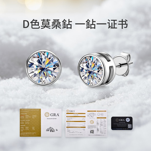 亚马逊热跨境销爆款经典百搭D色莫桑石耳钉花边六爪S925纯银耳饰详情6