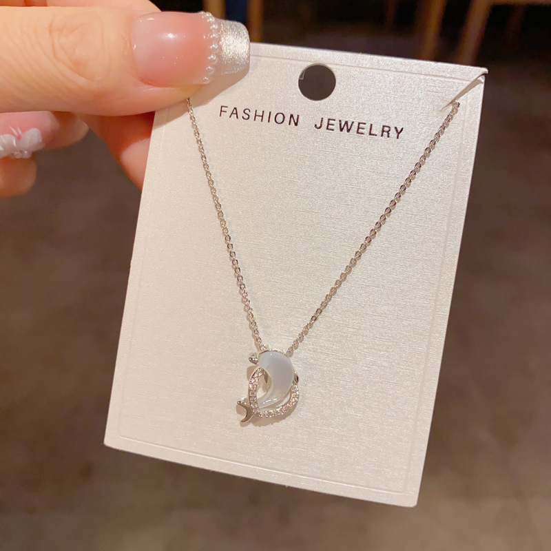 日韩时尚简约锆石贝母海豚吊坠项链女轻奢卡通可爱百搭锁骨链批发详情16