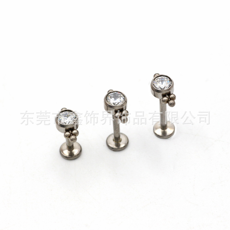 跨境F136钛合金CNC精雕唇钉烧焊珠子穿刺饰品锆石耳钉女镶钻耳钉详情15