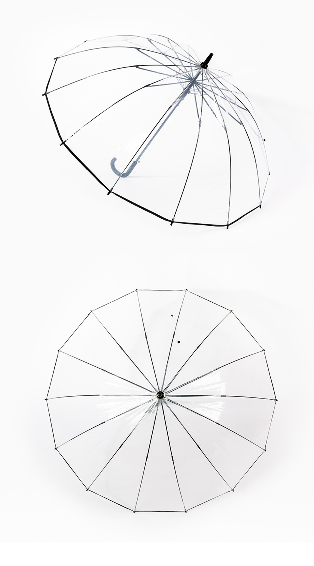 无图案透明伞广告礼品印制伞欧美风格大伞面14骨简约时尚塑料雨伞详情14