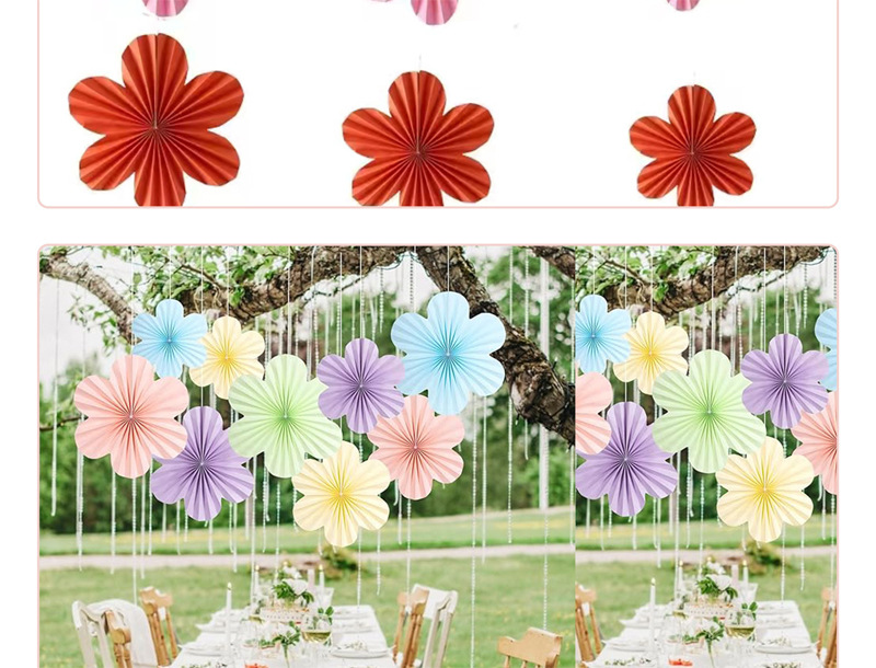 新款墙面花朵款纸扇花装饰生日派对橱窗背景墙装饰纸扇悬挂装饰珠宝店商场店铺幼儿园纸扇装饰品 圣诞节场景布置神器装饰品详情7
