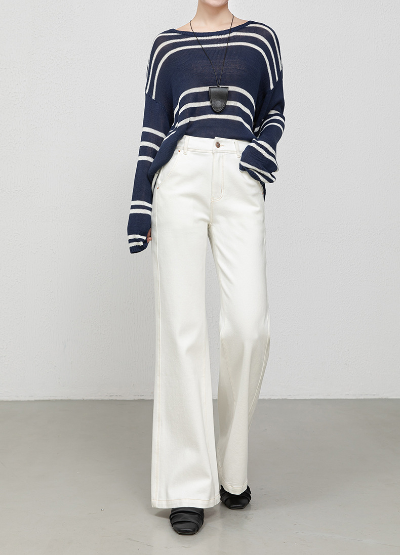 花千瓣高腰微喇牛仔裤女2025秋季新款四面弹宽松显瘦筒喇长裤8197详情19