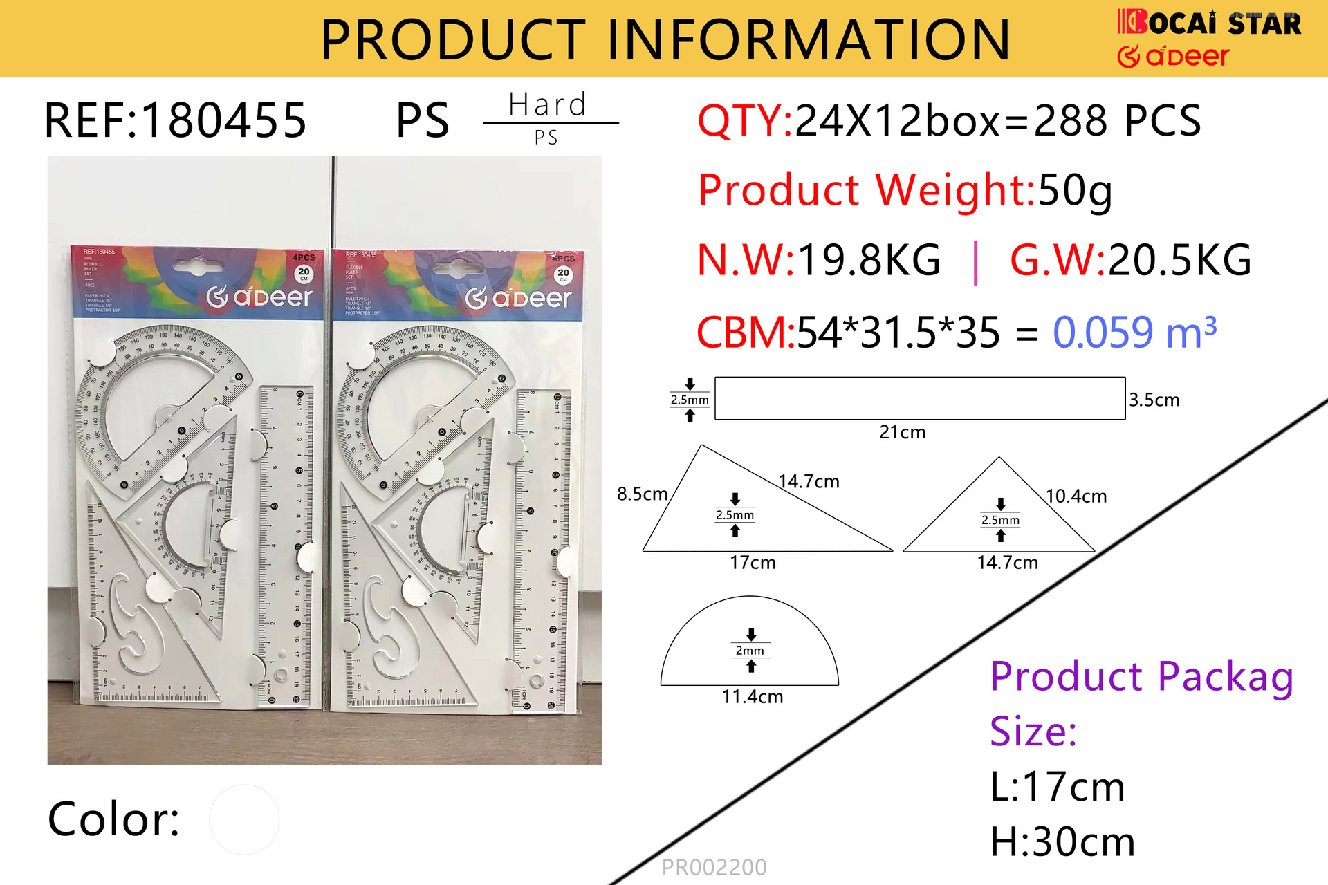 Unicorn-horned Deer manufacturer cross-border wholesale office stationery ruler sets 15cm, 20cm, 30cm plastic straight rulers available for export orders pic 11