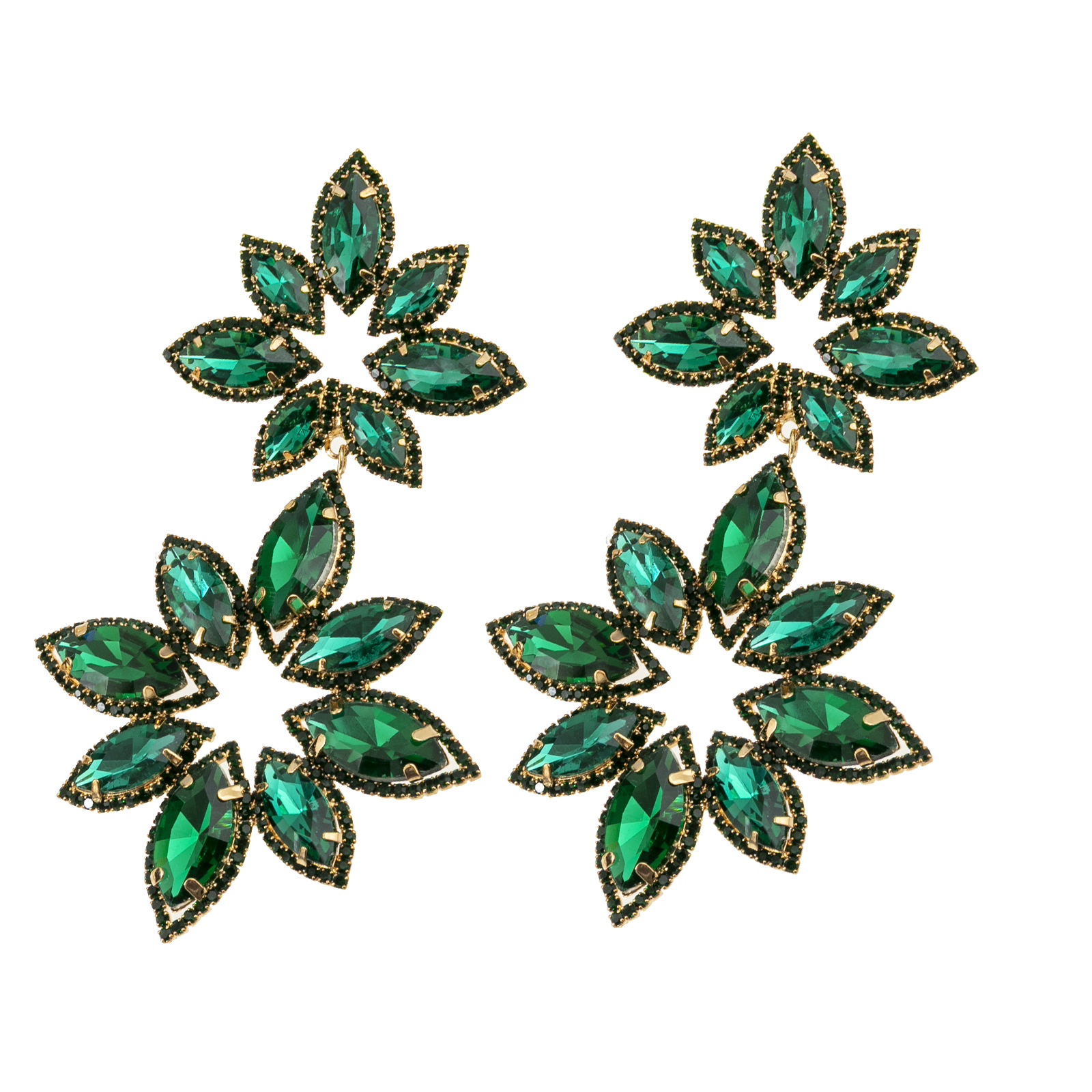 欧美跨境时尚夸张花朵形耳环多彩创意性感潮流镶钻耳饰女Earring详情10