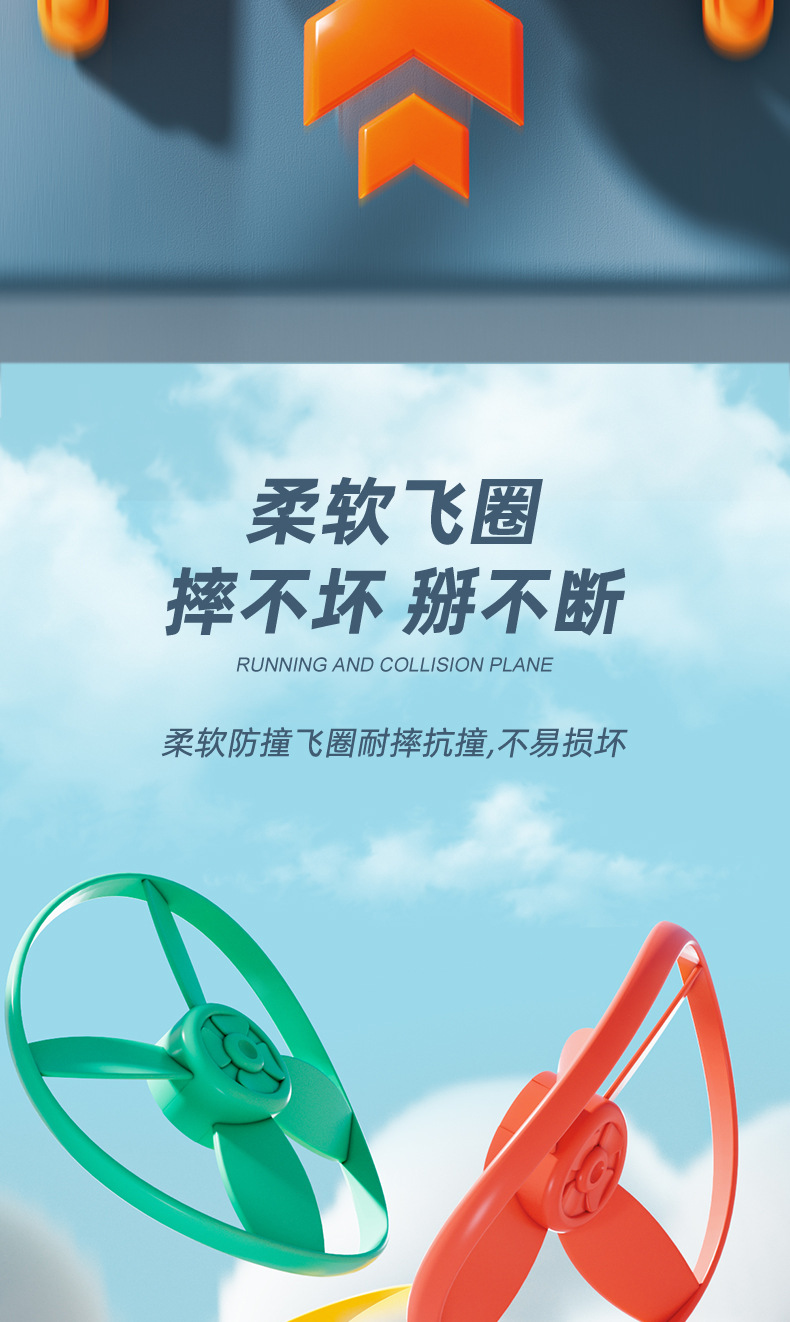 儿童卡通惯性碰撞弹射飞机竹蜻蜓户外旋转闪光飞碟夜市地摊小玩具详情8