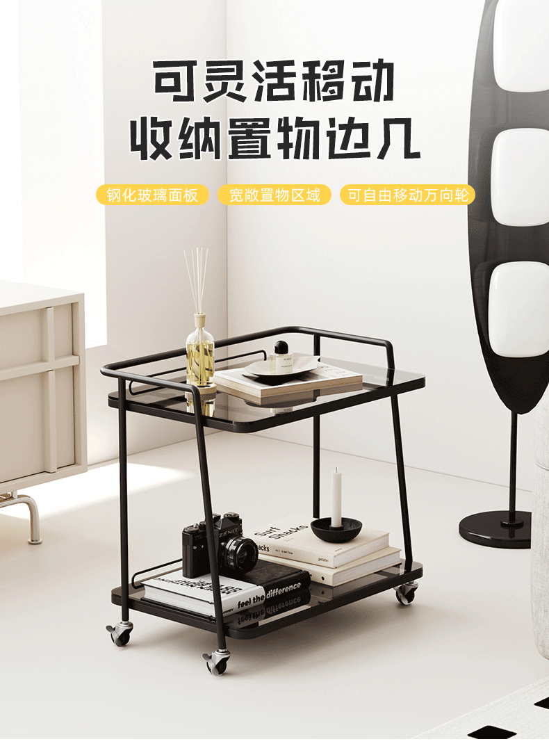 Sofa side table, French vintage small table, living room coffee table, storage rack, side cabinet, dining cart, mobile trolley, side table pic 1