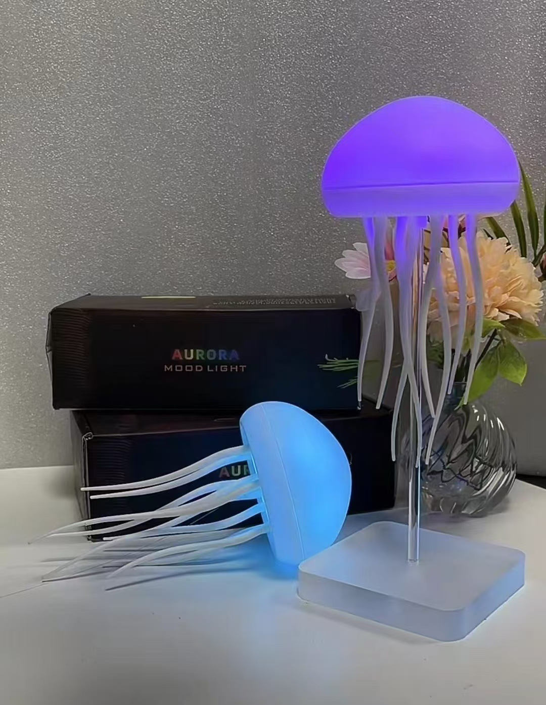 New creative intelligent voice-controlled jellyfish lamp, floating colorful atmosphere lamp, hanging lamp, bedroom bedside decoration, night light pic 20