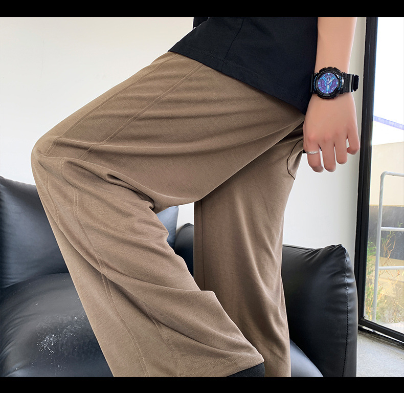 铜氨丝裤子男新款夏季冰丝垂感休闲裤宽松抽绳运动裤男士直筒长裤详情14