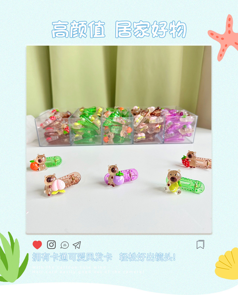 彩色花朵小卡卡通发夹儿童发夹饰萌可爱发夹花朵发夹跨境水果发夹详情4