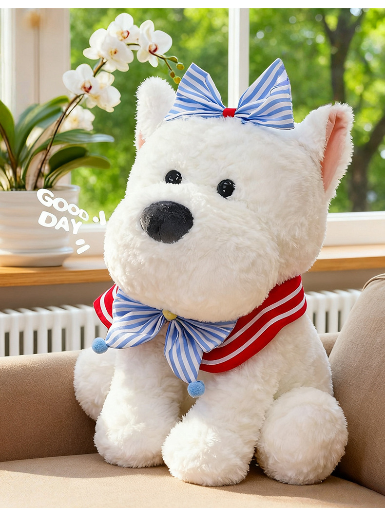 蝴蝶结西高地毛绒玩具狗狗公仔潦草狗毛绒玩偶娃娃机兑换工厂批发详情19