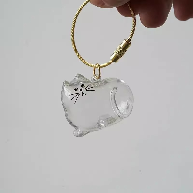 透明猫型猫毛收纳吊饰扭蛋猫咪毛发存放胶囊纪念包钥匙扣包挂件详情12