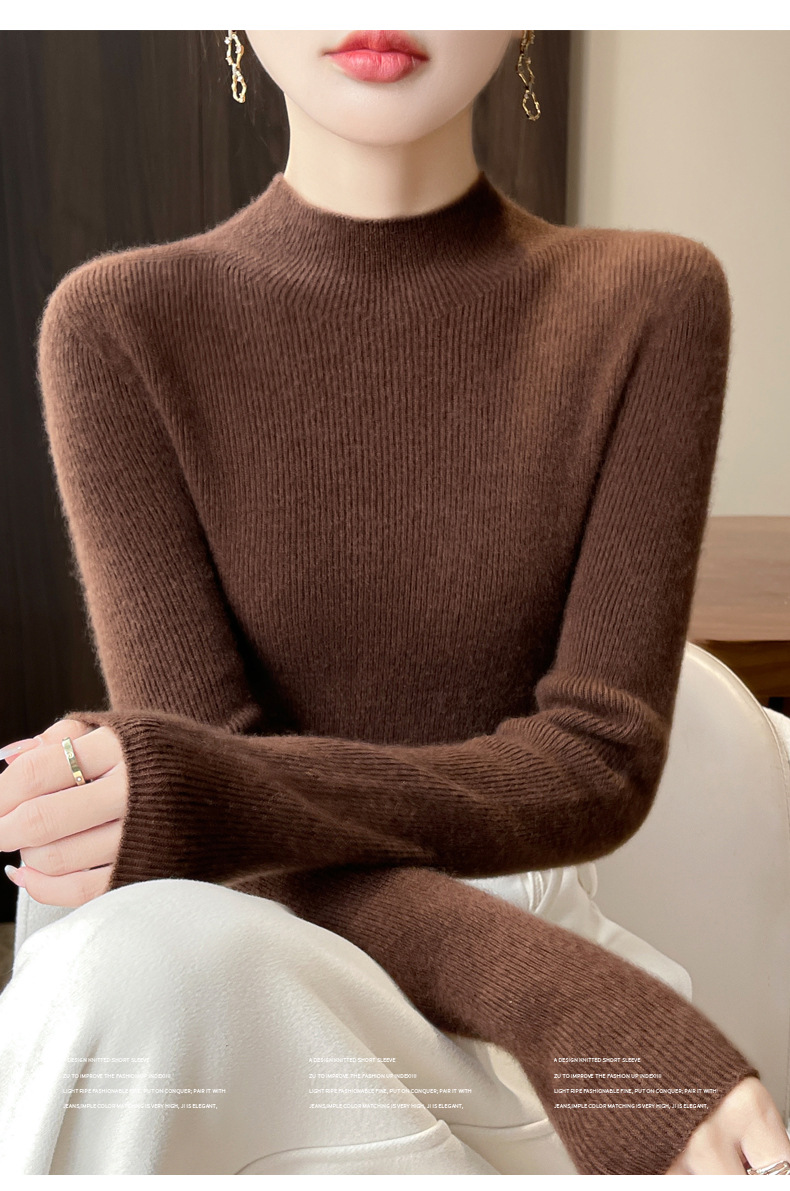 一线成衣秋冬加厚半高领打底衫女内搭修身显瘦洋气软糯针织毛衣详情7